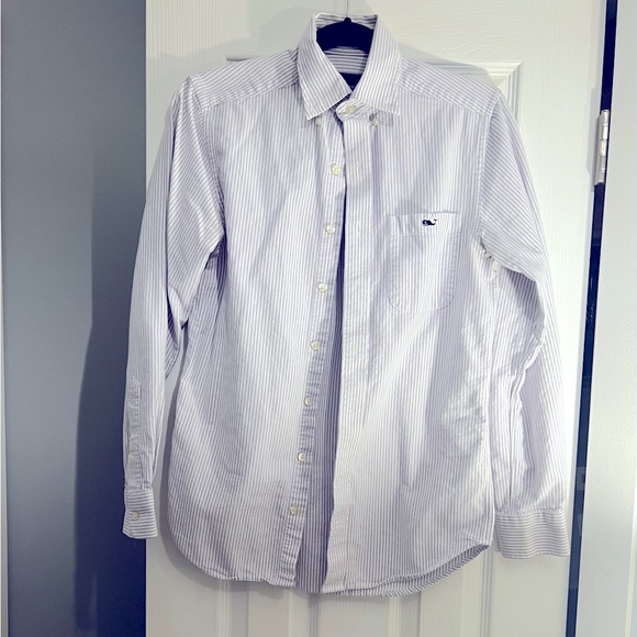 Vineyard Vines slim fit shirt, size XS, purple and white Oxford stripe. - Picture 2 of 7